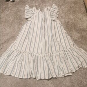 Striped Ruffle Sleeve Kids Dress